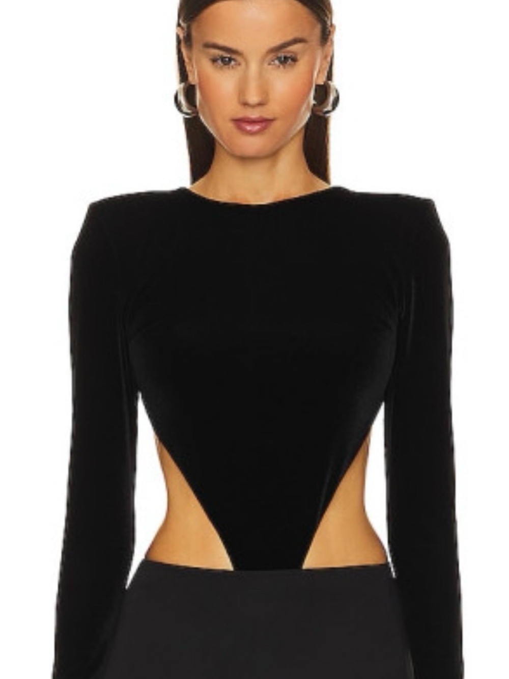 Black Cutout Long-Sleeve Women's Top